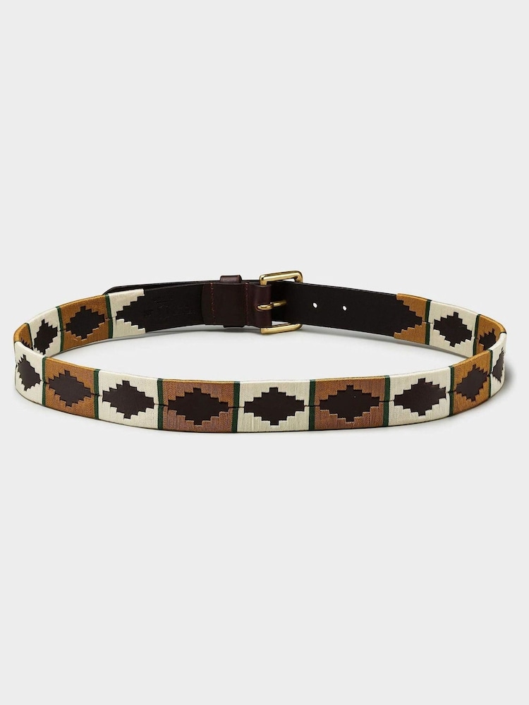 OSPREY LONDON Yellow The Mendoza Polo 3.5cm Leather Belt - Image 2 of 2