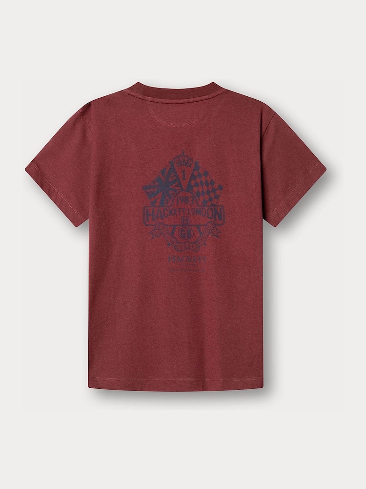 Hackett Red Classic Fit Branded Graphic T-Shirt - Image 2 of 4 Hackett Red Classic Fit Branded Graphic T-Shirt - Image 2 of 4