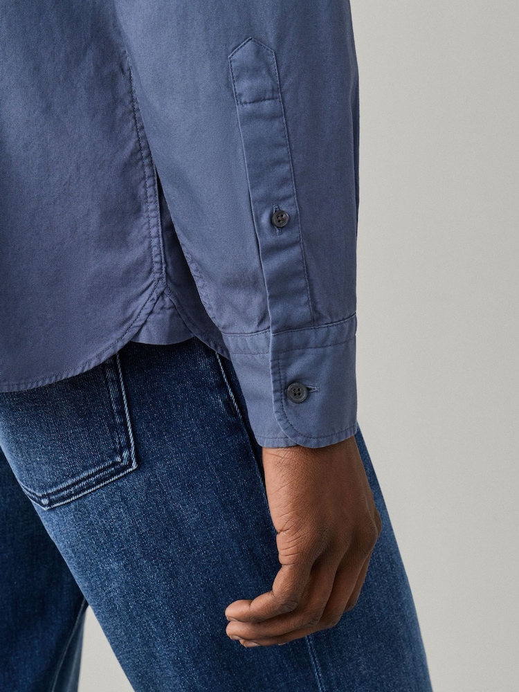 Lys Blå - Hackett Skreddersydd Garment Dyed Oxford-skjorte - Bilde 6 av 6