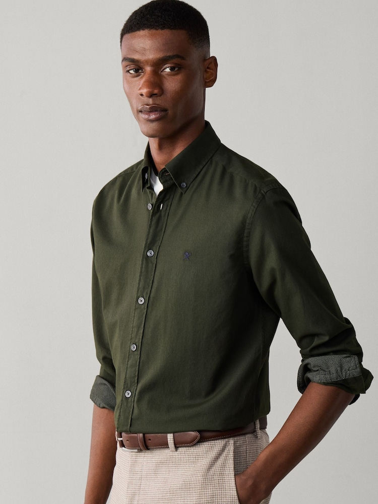 Grønn - Hackett Skreddersydd Garment Dyed Oxford-skjorte - Bilde 6 av 6