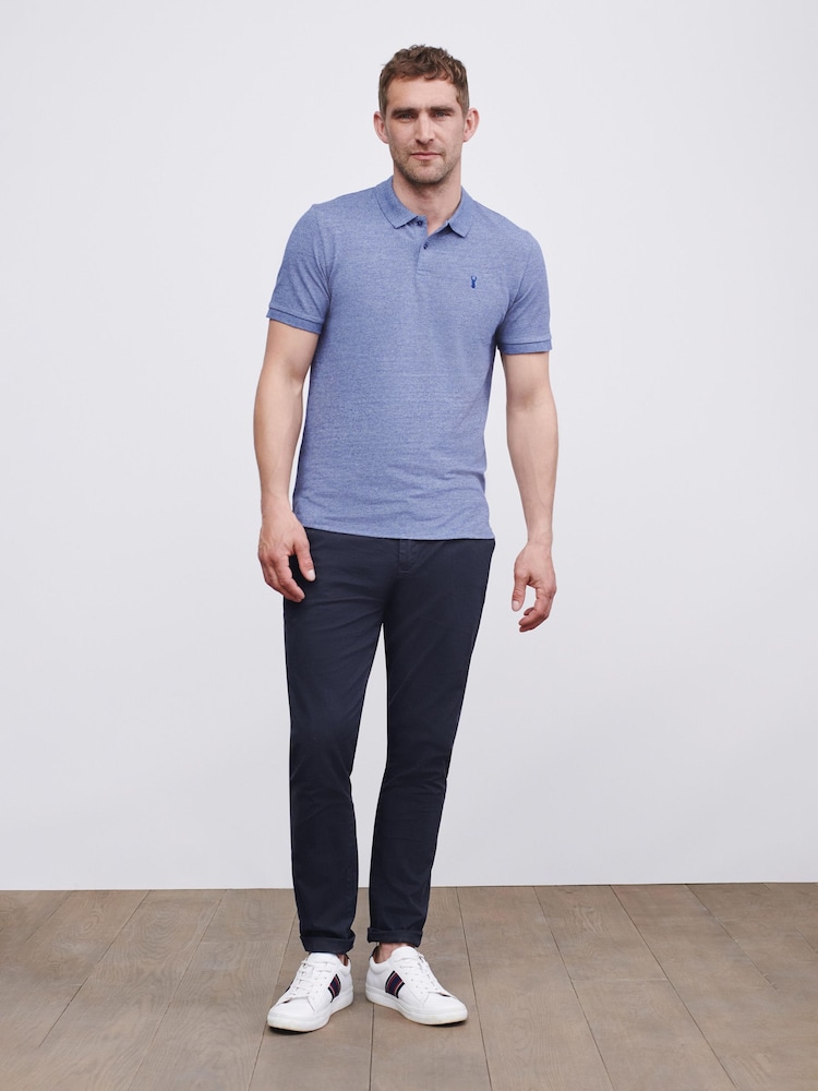 Blue Marl Regular Fit Short Sleeve Pique Polo Shirt - Image 2 of 5