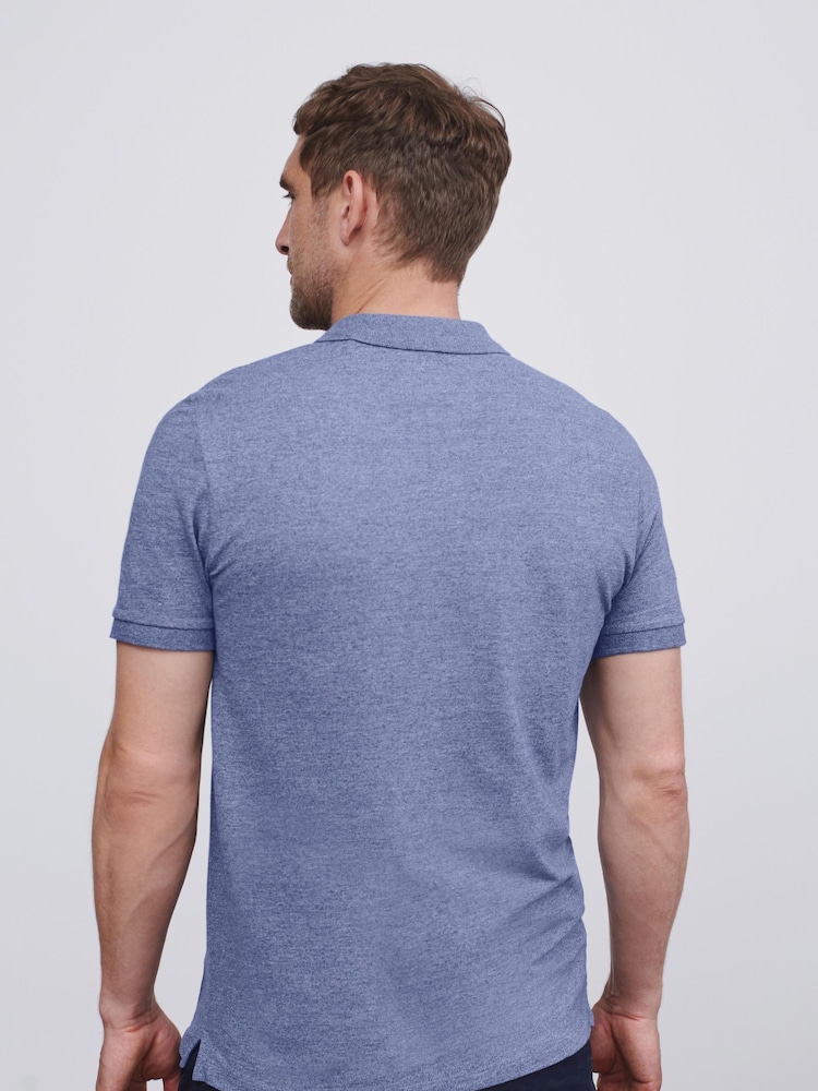 Blue Marl Regular Fit Short Sleeve Pique Polo Shirt - Image 3 of 5