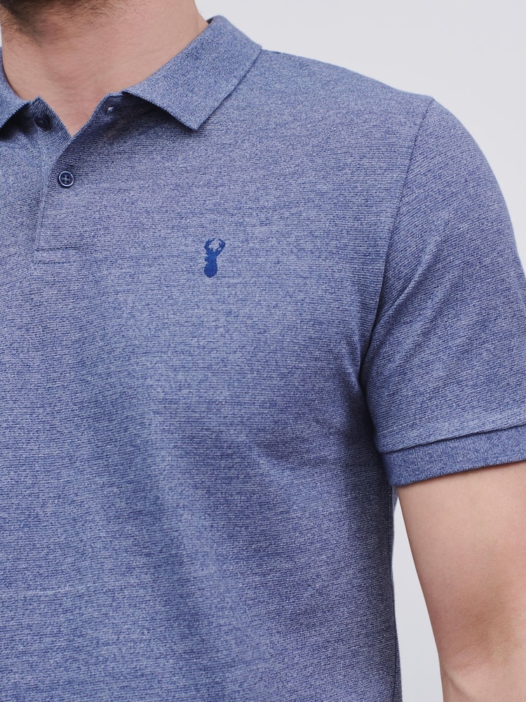 Blue Marl Regular Fit Short Sleeve Pique Polo Shirt - Image 4 of 5