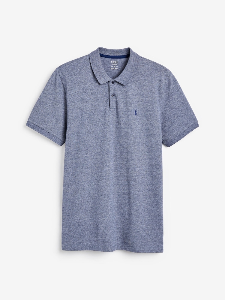 Blue Marl Regular Fit Short Sleeve Pique Polo Shirt - Image 5 of 5