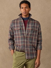 Hackett Blue Classic Fit Country Check Flannel Shirt - Image 1 of 8