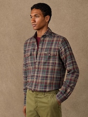 Hackett Blue Classic Fit Country Check Flannel Shirt - Image 4 of 8