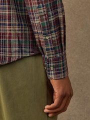 Hackett Blue Classic Fit Country Check Flannel Shirt - Image 6 of 8