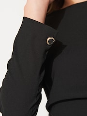 Black Column Gathered Midi Dress - Image 4 of 6