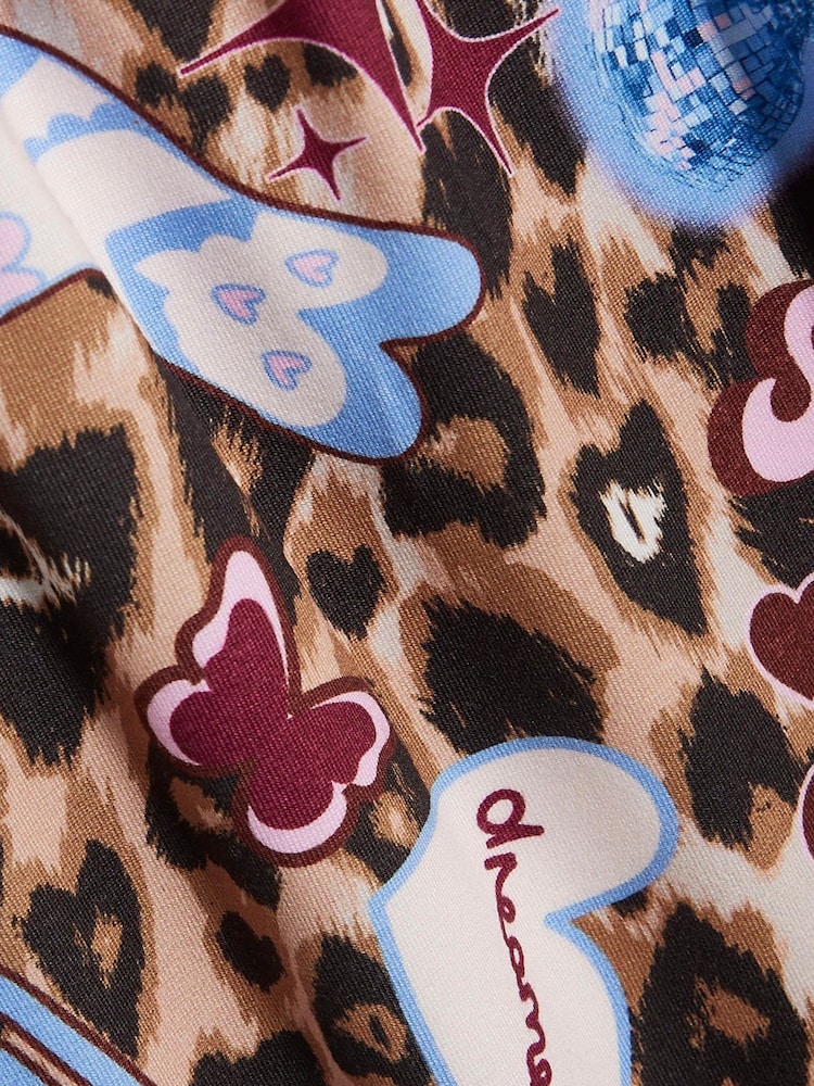 River Island Brown Leopard Stickers Pyjama Set - Image 4 of 4
