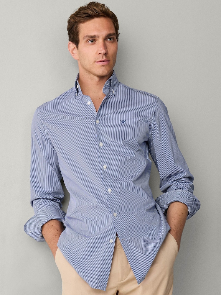 Hackett Light Blue Tailored Fit City Deck Striped Shirt - Image 1 of 5