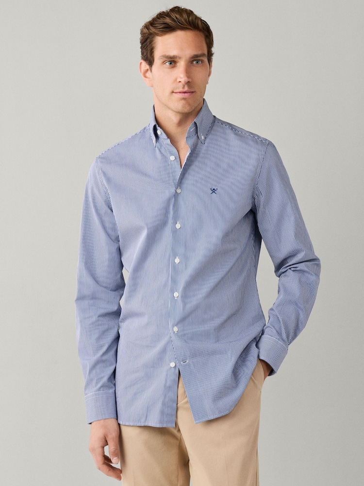 Hackett Light Blue Tailored Fit City Deck Striped Shirt - Image 2 of 5
