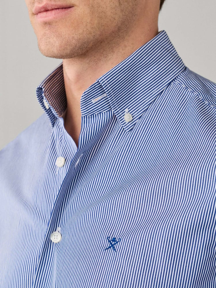 Hackett Light Blue Tailored Fit City Deck Striped Shirt - Image 5 of 5