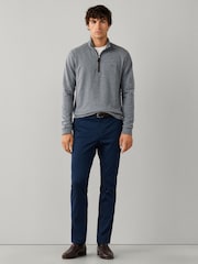 Hackett Grey Herringbone Quarter Zip Sweat Top - Image 2 of 6