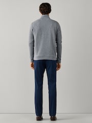 Hackett Grey Herringbone Quarter Zip Sweat Top - Image 4 of 6