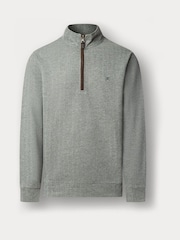 Hackett Grey Herringbone Quarter Zip Sweat Top - Image 5 of 6