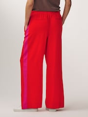 Red/Pink Linen Blend Side Stripe Track Trousers - Image 2 of 4