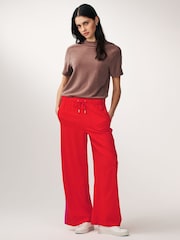 Red/Pink Linen Blend Side Stripe Track Trousers - Image 3 of 4
