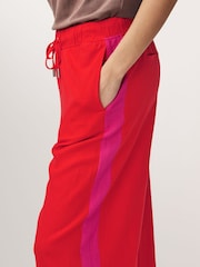 Red/Pink Linen Blend Side Stripe Track Trousers - Image 4 of 4