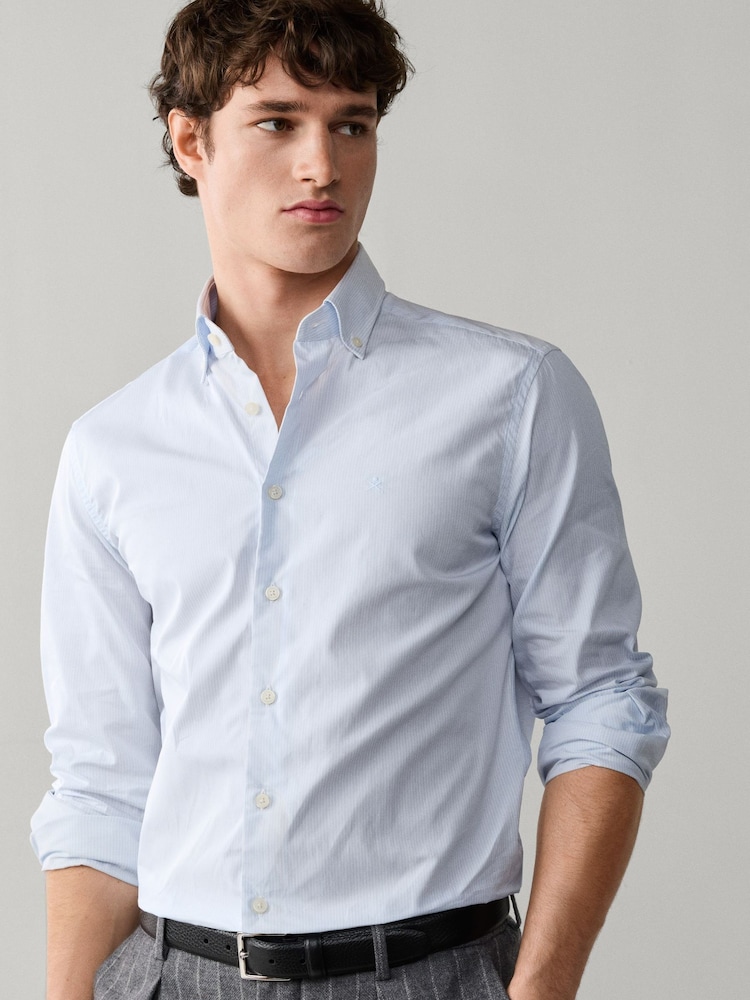 Azul - Camisa listrada Hackett personalizado Fit City Deck - Imagem 1 de 6