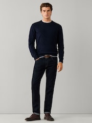 Hackett Blue Lambswool Cable Knit Crew Neck Jumper - Image 2 of 7