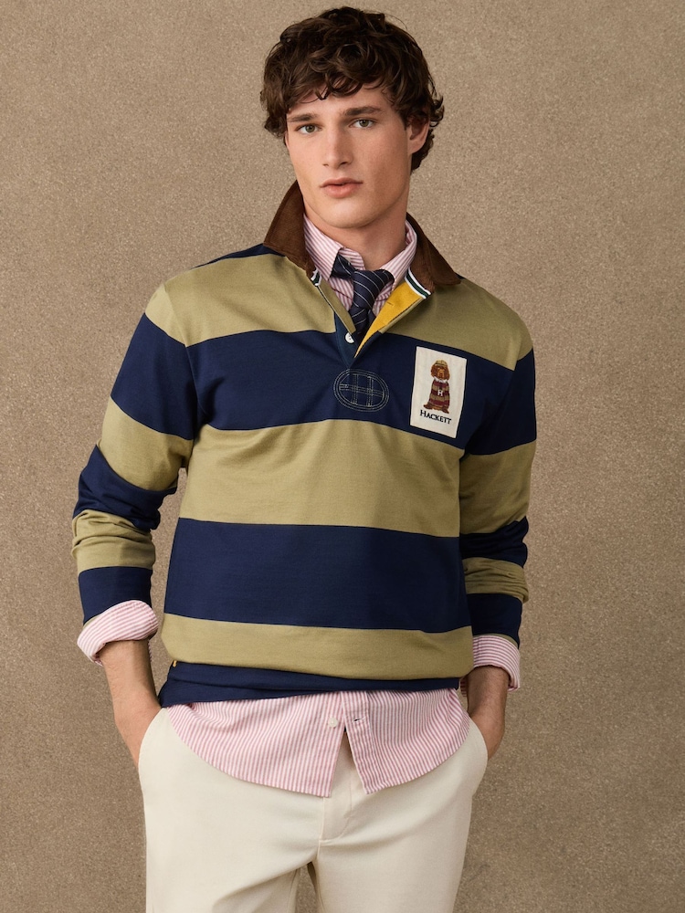 Hackett Classic Fit Harry Striped Rugby Shirt - Imagen 1 de 8