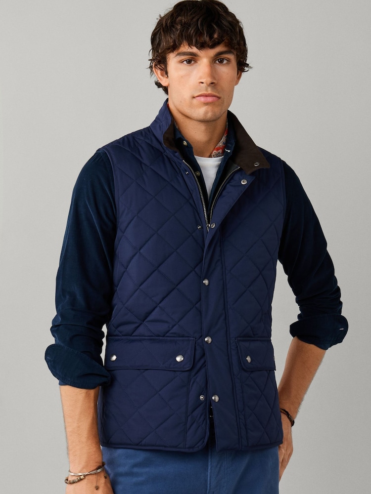 Hackett Blue Kinloch Diamond Quilted Gilet - Image 1 of 8 Hackett Blue Kinloch Diamond Quilted Gilet - Image 1 of 8