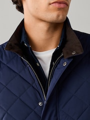 Hackett Blue Kinloch Diamond Quilted Gilet - Image 2 of 8