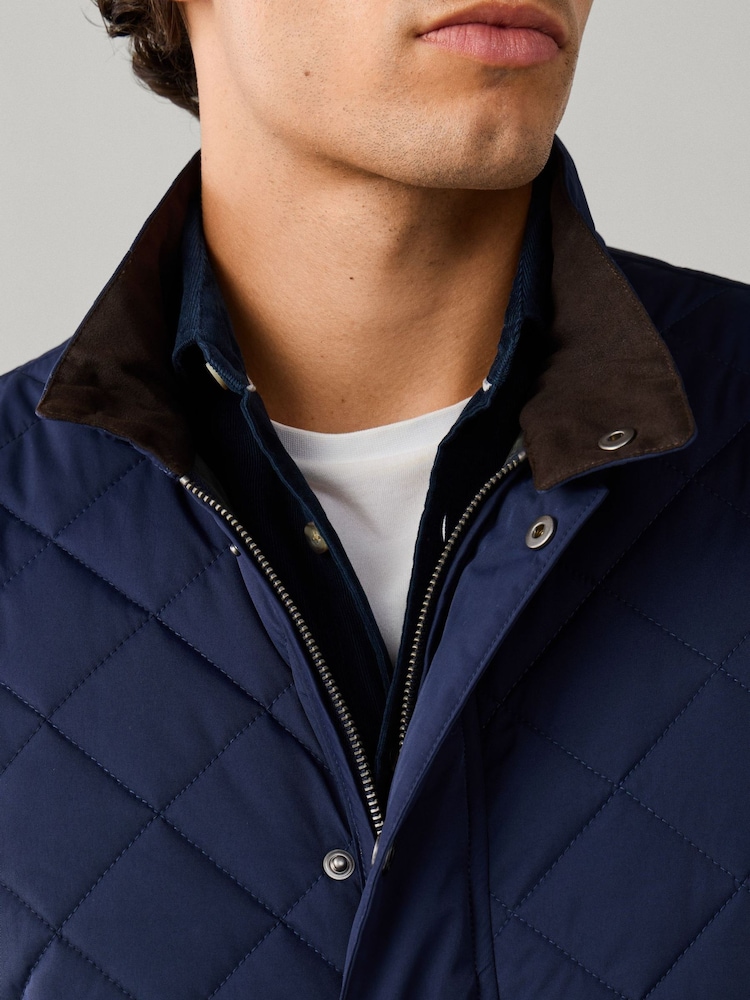 Hackett Blue Kinloch Diamond Quilted Gilet - Image 2 of 8 Hackett Blue Kinloch Diamond Quilted Gilet - Image 2 of 8