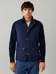Hackett Blue Kinloch Diamond Quilted Gilet - Image 3 of 8
