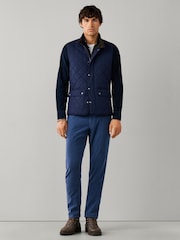 Hackett Blue Kinloch Diamond Quilted Gilet - Image 4 of 8