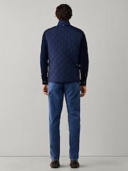 Hackett Blue Kinloch Diamond Quilted Gilet - Image 5 of 8