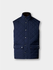 Hackett Blue Kinloch Diamond Quilted Gilet - Image 6 of 8