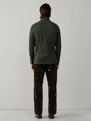 Hackett Green Tailored Fit Melange Jersey Shirt - Image 3 of 4