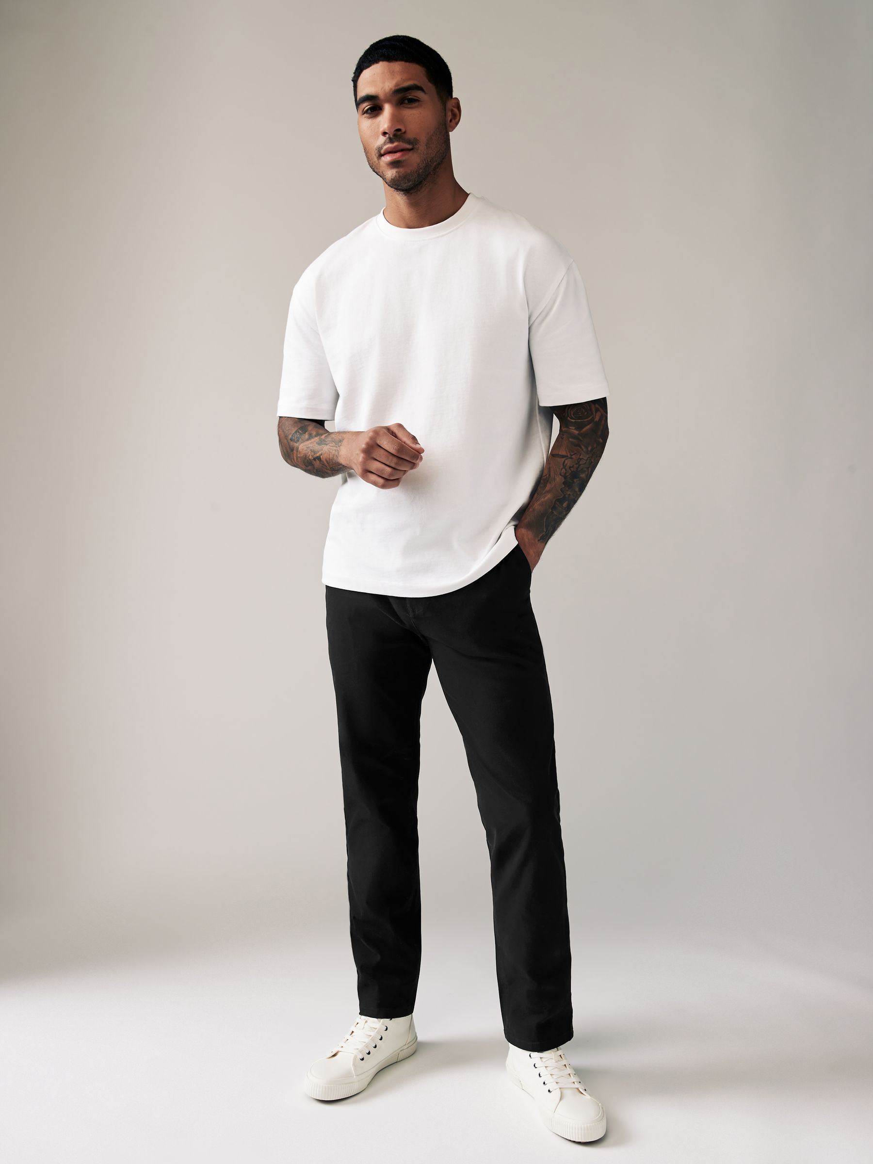 Buy Black Straight Fit Stretch Chinos Trousers from Next USA