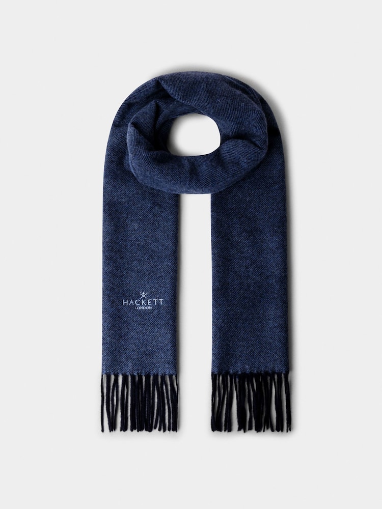 Bleu - Hackett Wool-Cashmere Twill Scarf - Made in Italy - Image 1 sur 3 Bleu - Hackett Wool-Cashmere Twill Scarf - Made in Italy - Image 1 sur 3