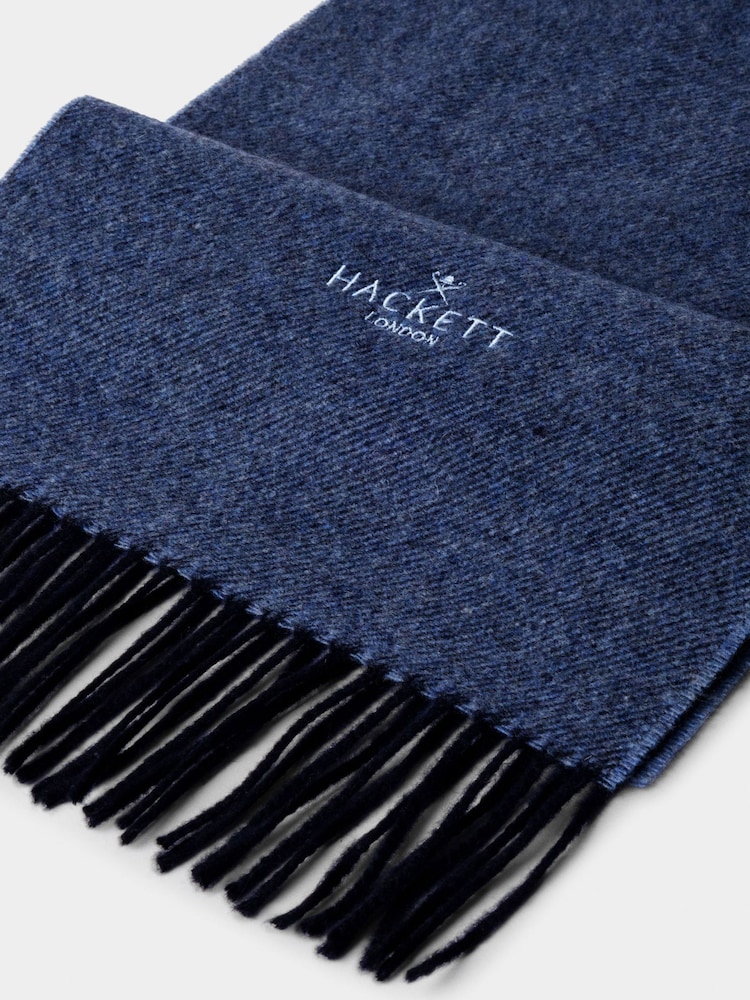 Bleu - Hackett Wool-Cashmere Twill Scarf - Made in Italy - Image 3 sur 3 Bleu - Hackett Wool-Cashmere Twill Scarf - Made in Italy - Image 3 sur 3