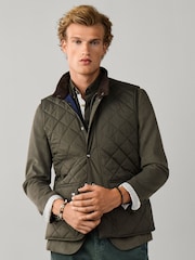 Hackett Green Kinloch Diamond Quilted Gilet - Image 1 of 9
