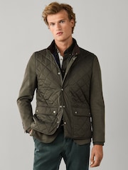 Hackett Green Kinloch Diamond Quilted Gilet - Image 3 of 9