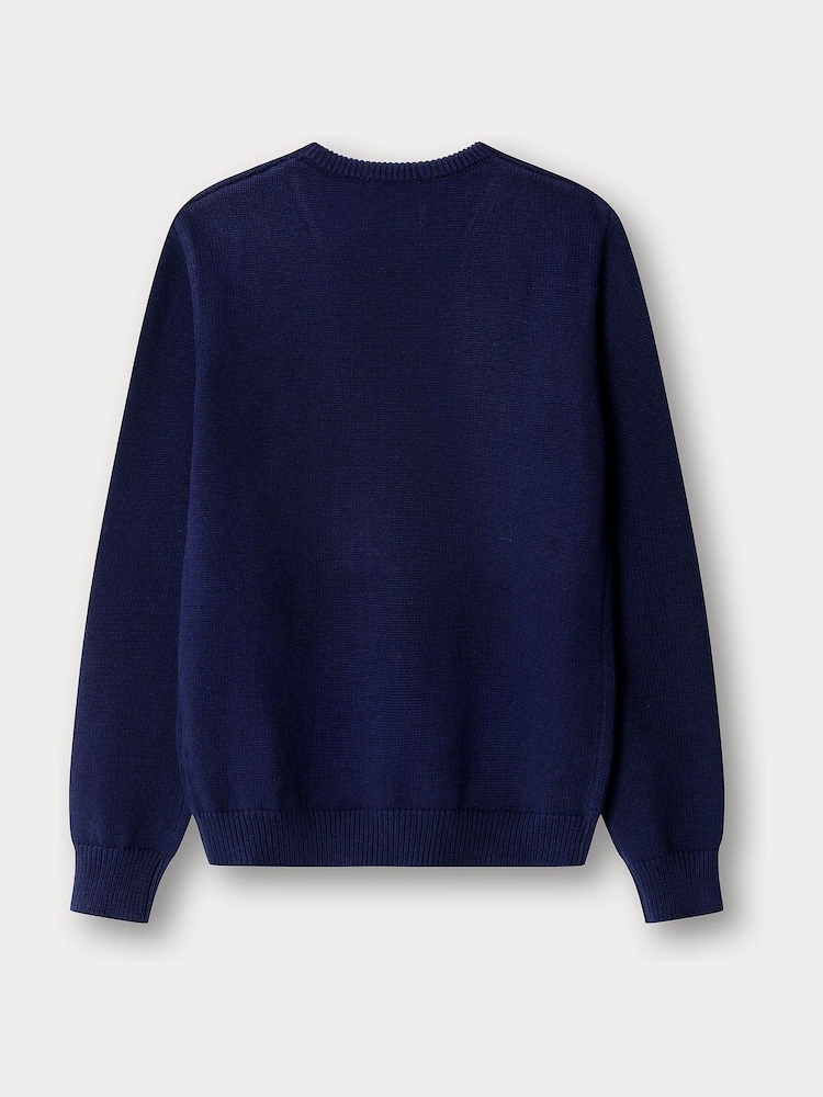 Hackett Blue Cotton-Wool Harry Crew Neck Jumper - Image 2 of 4