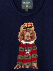 Hackett Blue Cotton-Wool Harry Crew Neck Jumper - Image 3 of 4