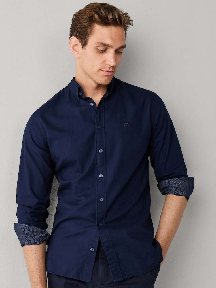 Hackett Blue Tailored Fit Garment Dyed Oxford Shirt - Image 1 of 6 Hackett Blue Tailored Fit Garment Dyed Oxford Shirt - Image 1 of 6