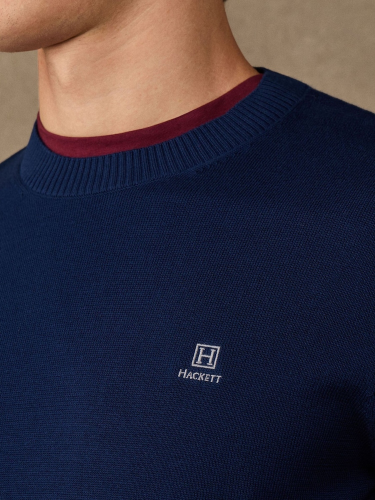 Hackett Cotton Branded Crew Neck Jumper - Imaginea 2 din 5