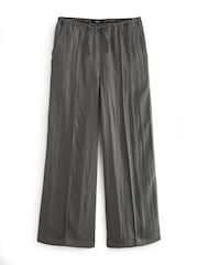 Grey Drawstring Tencel Wide Leg Trousers - Image 6 of 7