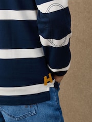 Hackett Blue Classic Fit Branded Striped Rugby Polo Shirt - Image 6 of 6