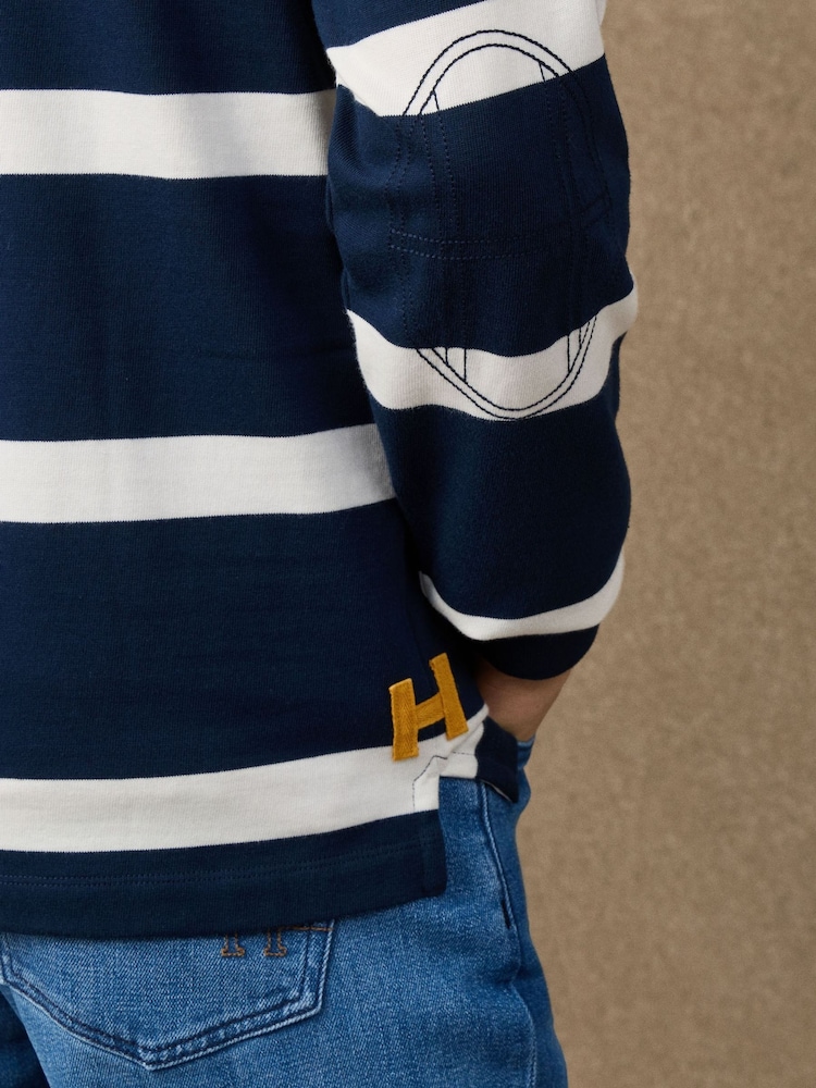 Hackett Blue Classic Fit Branded Striped Rugby Polo Shirt - Image 6 of 6 Hackett Blue Classic Fit Branded Striped Rugby Polo Shirt - Image 6 of 6