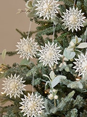 Set of 9 White Lace Paper Christmas Baubles - Image 1 of 5