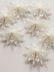 Set of 9 White Lace Paper Christmas Baubles - Image 2 of 5