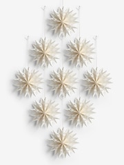 Set of 9 White Lace Paper Christmas Baubles - Image 4 of 5