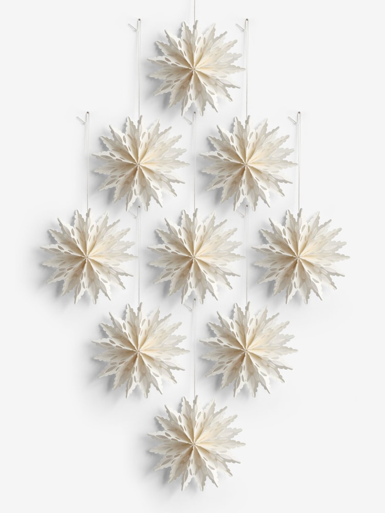 Set of 9 White Lace Paper Christmas Baubles - Image 4 of 5