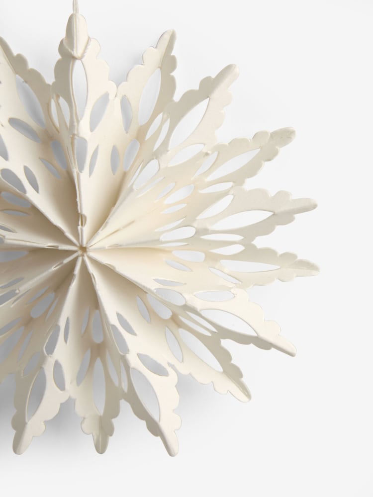 Set of 9 White Lace Paper Christmas Baubles - Image 5 of 5
